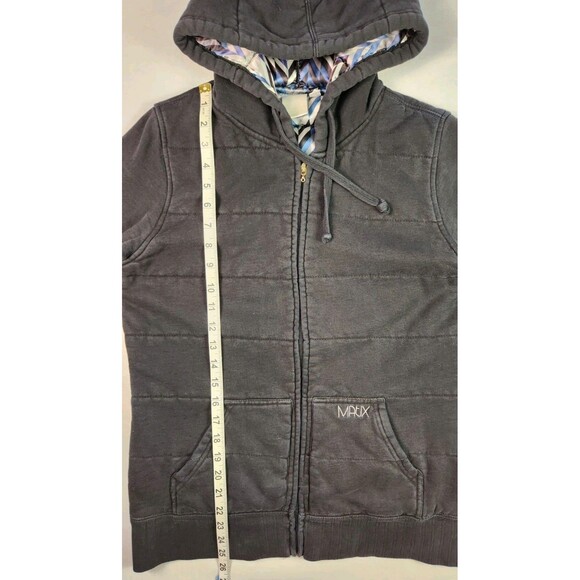 Matix Asher Mens sz L Black Quilted Fleece Hoodie Full Zip Jacket Vintage - Picture 6 of 11